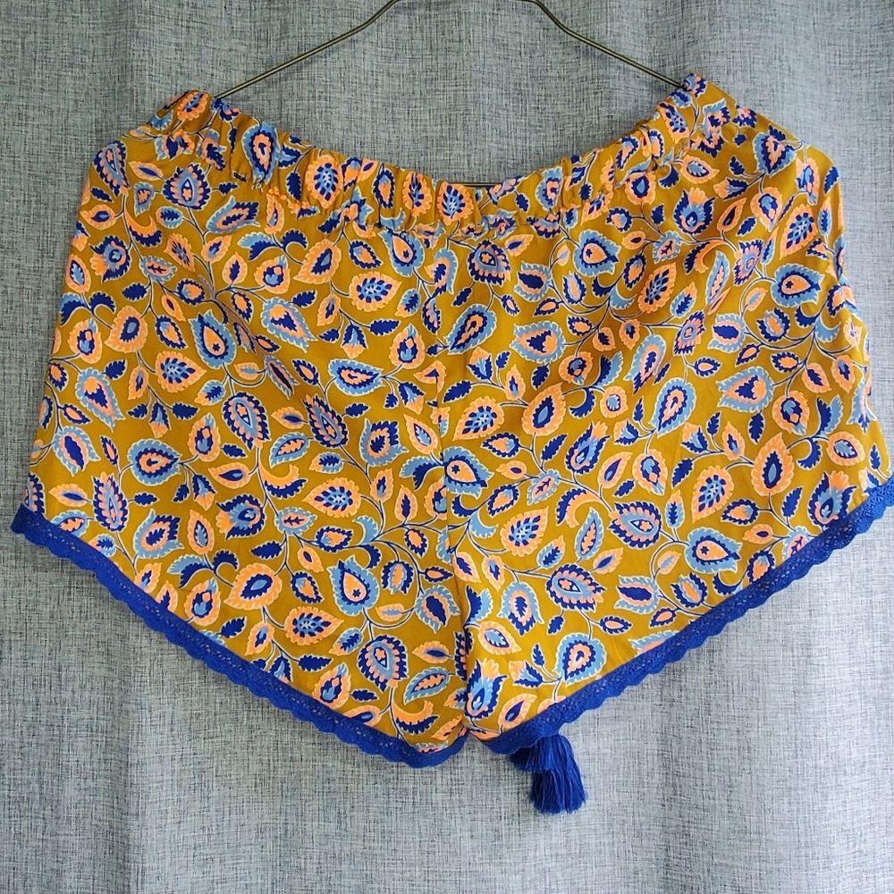 ARIE SIZE MEDIUM GOLDENROD FLUORESCENT ORANGE BLUE SILKY SLEEP SHORT - Picture 7 of 9